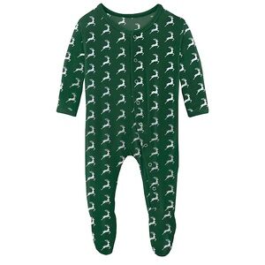 Kickee pants ZIPPER FOOTIE silver reindeer sleeper NWT NB-0/3